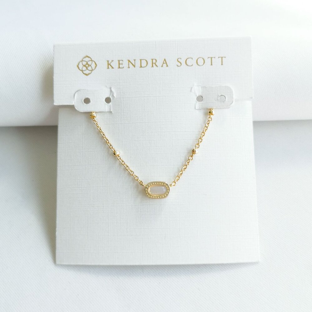 Kendra Scott Mini Elisa Pink Opalite Crystal Gold Satellite Short Necklace | NEW
